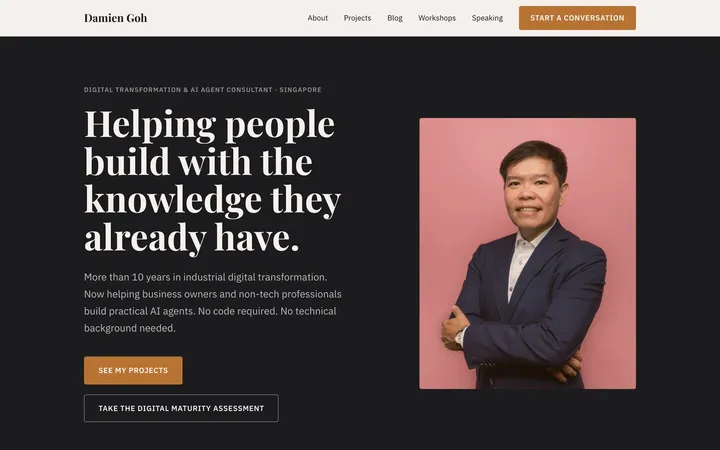 Website built by Damien Goh after the workshop
