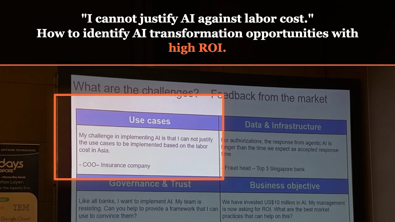 “My challenge in implementing AI is that I cannot justify the use cases to be implemented based on the labor cost in Asia.”