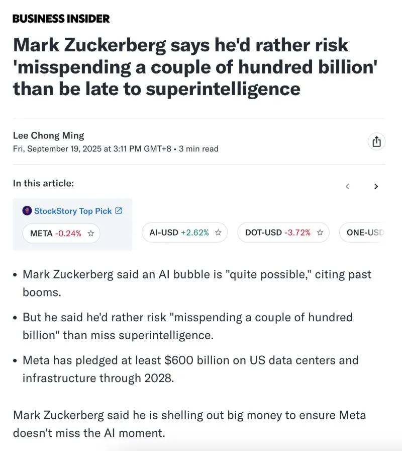 Zuckerberg: Better to Overspend on AI Than Miss It