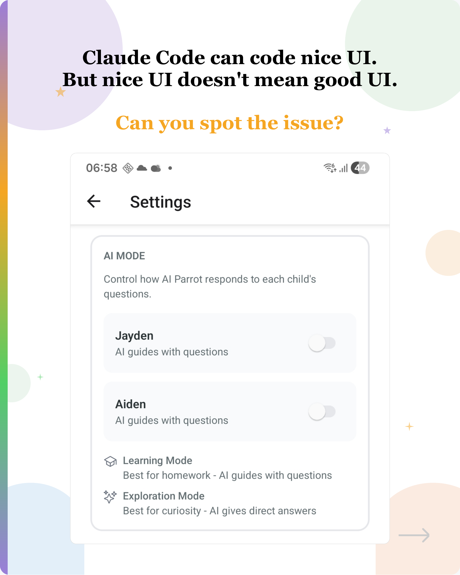 Claude Code can code nice UI. But nice UI doesn't mean good UI., slide 1
