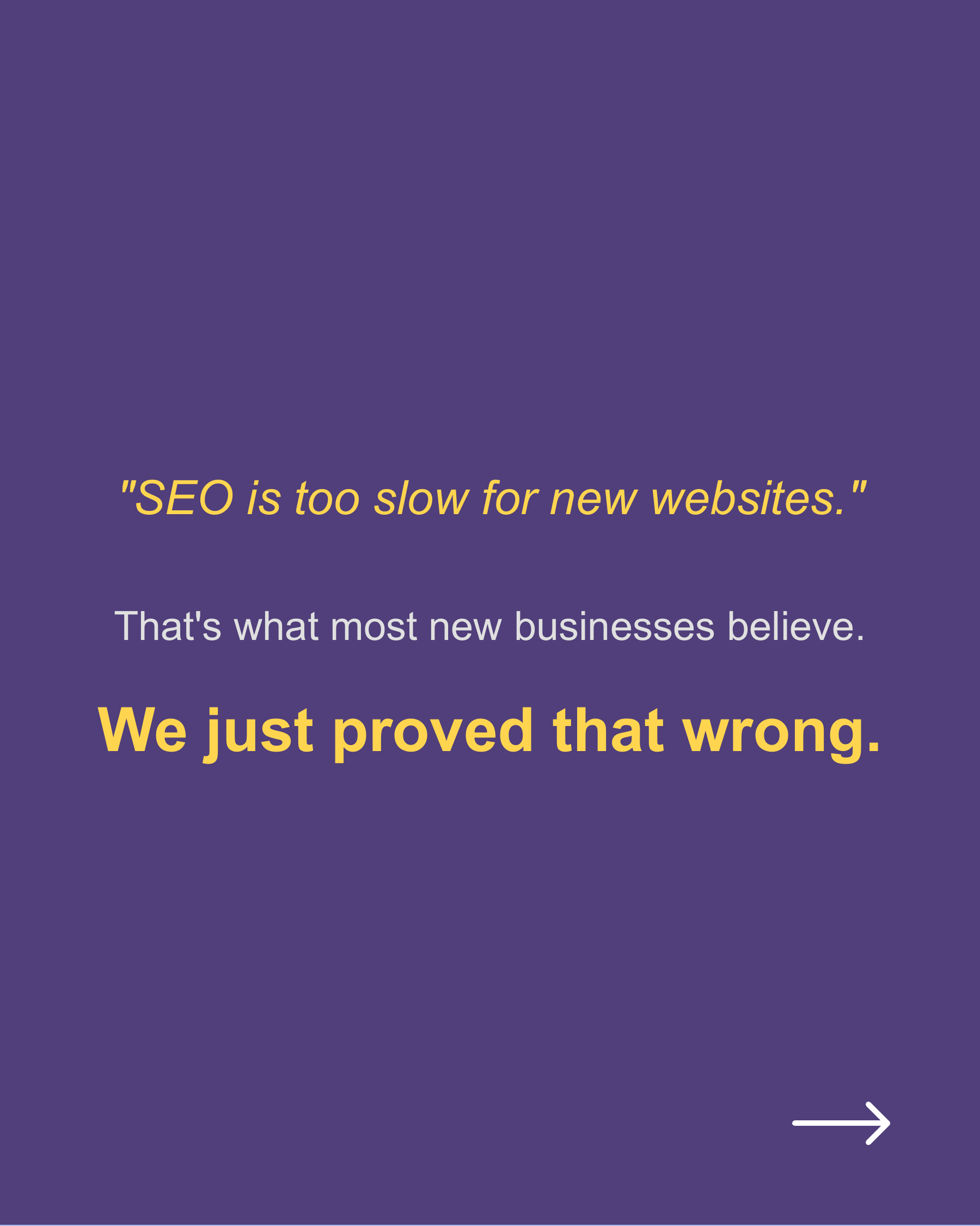 One of our clients got their first paid customer from SEO within 60 days of setting up a new..., slide 1