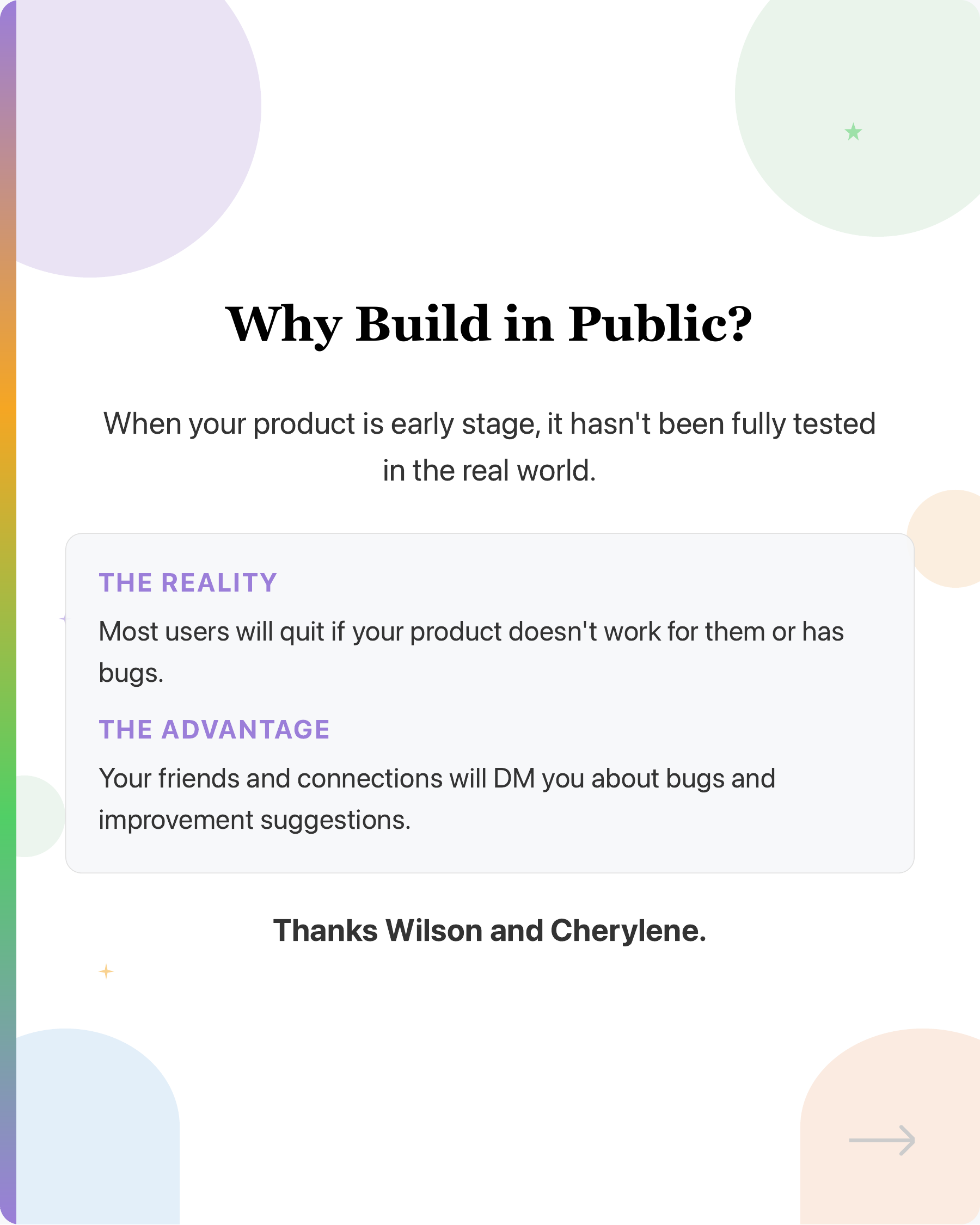 One of the benefits of building in public:, slide 2