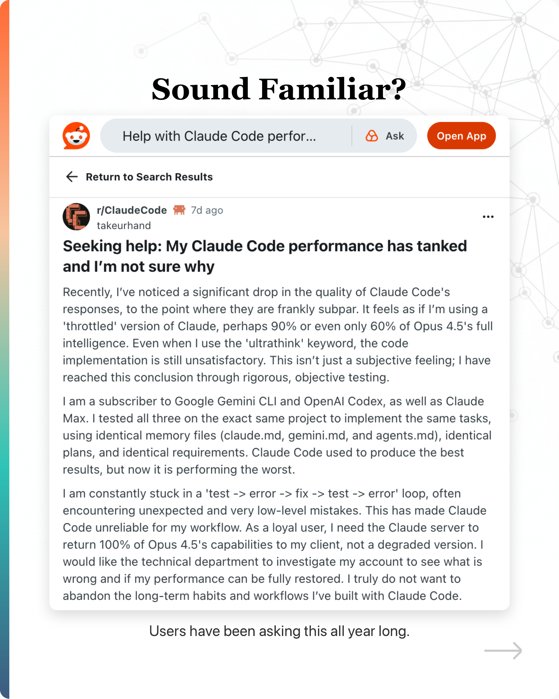 "My Claude Code performance has tanked and I'm not sure why", slide 2