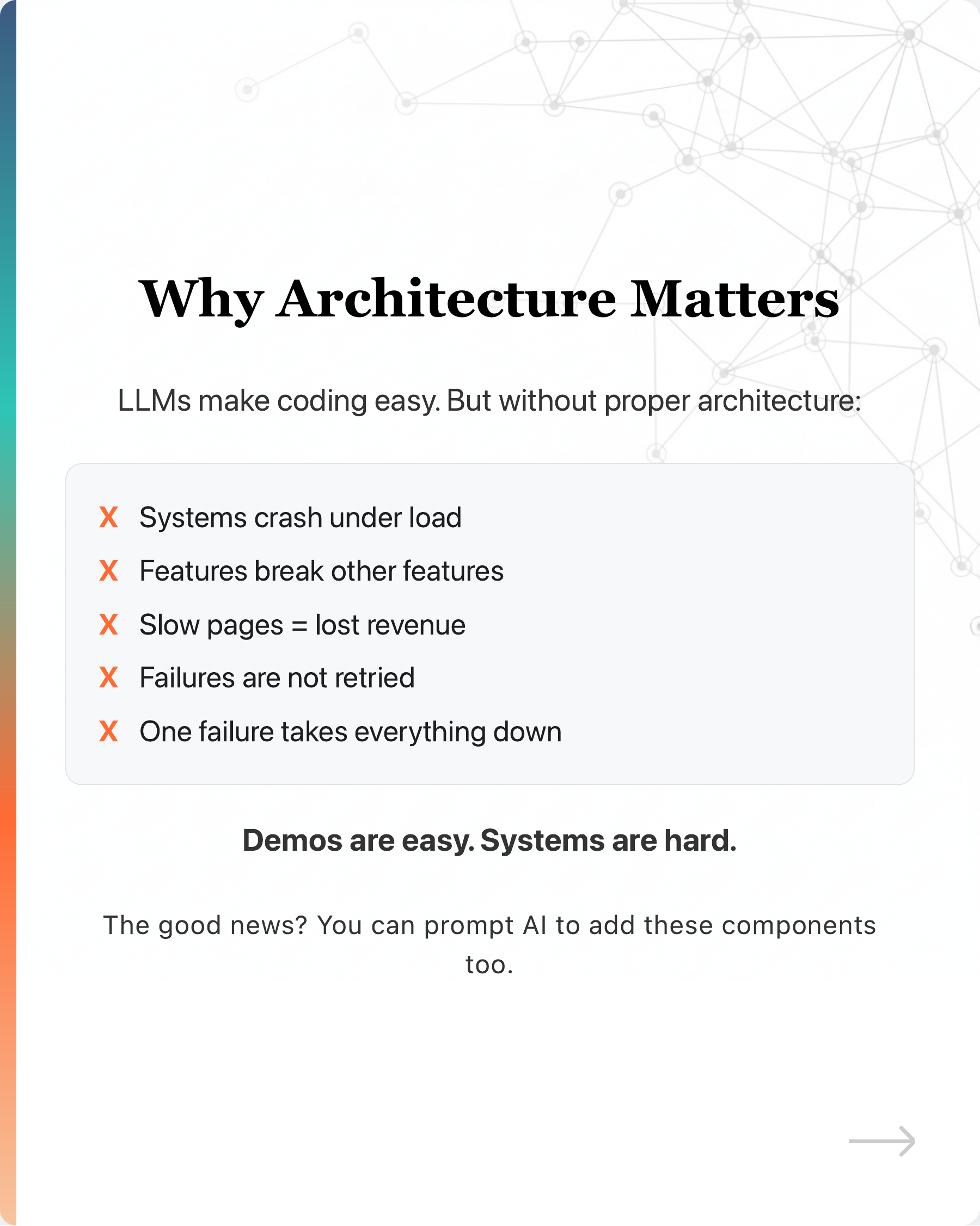 From POC to production: 9 architecture components your vibe-coded app needs., slide 2