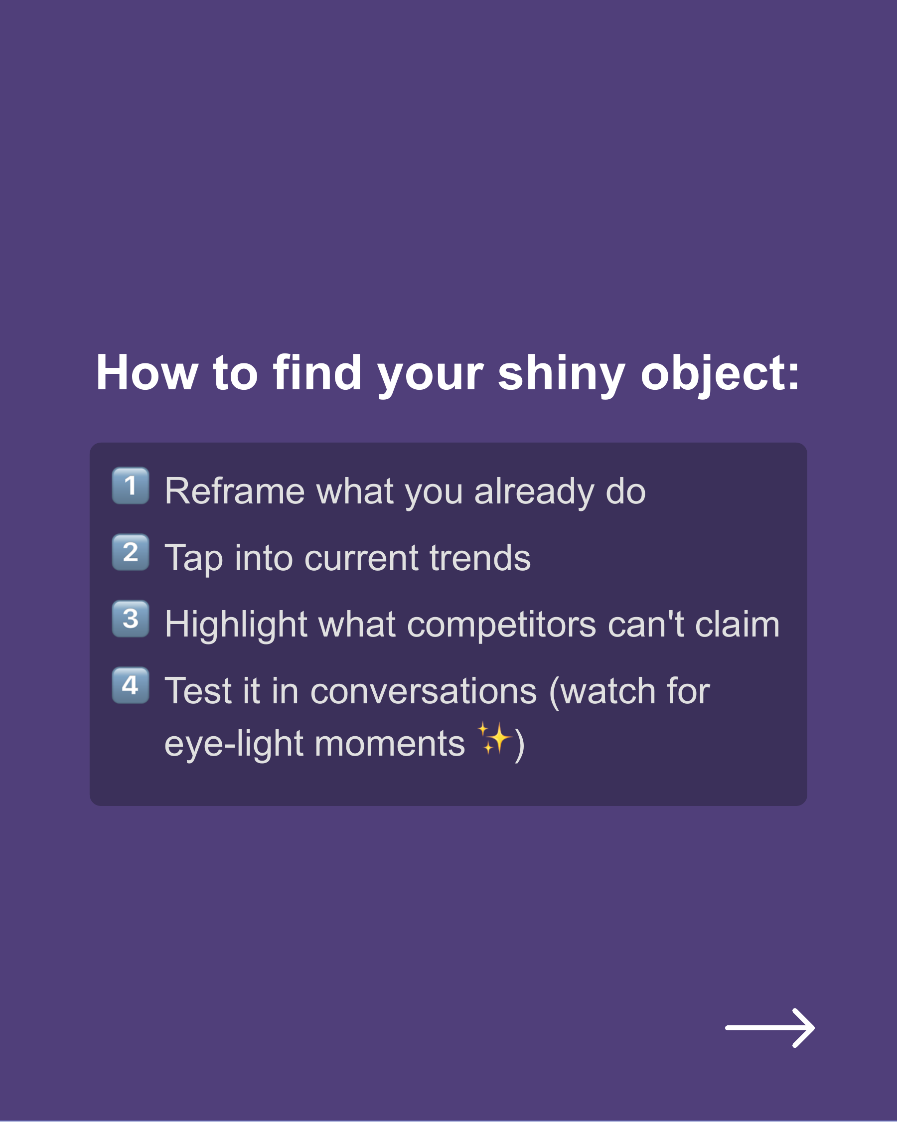 What is your shiny object? ✨, slide 7
