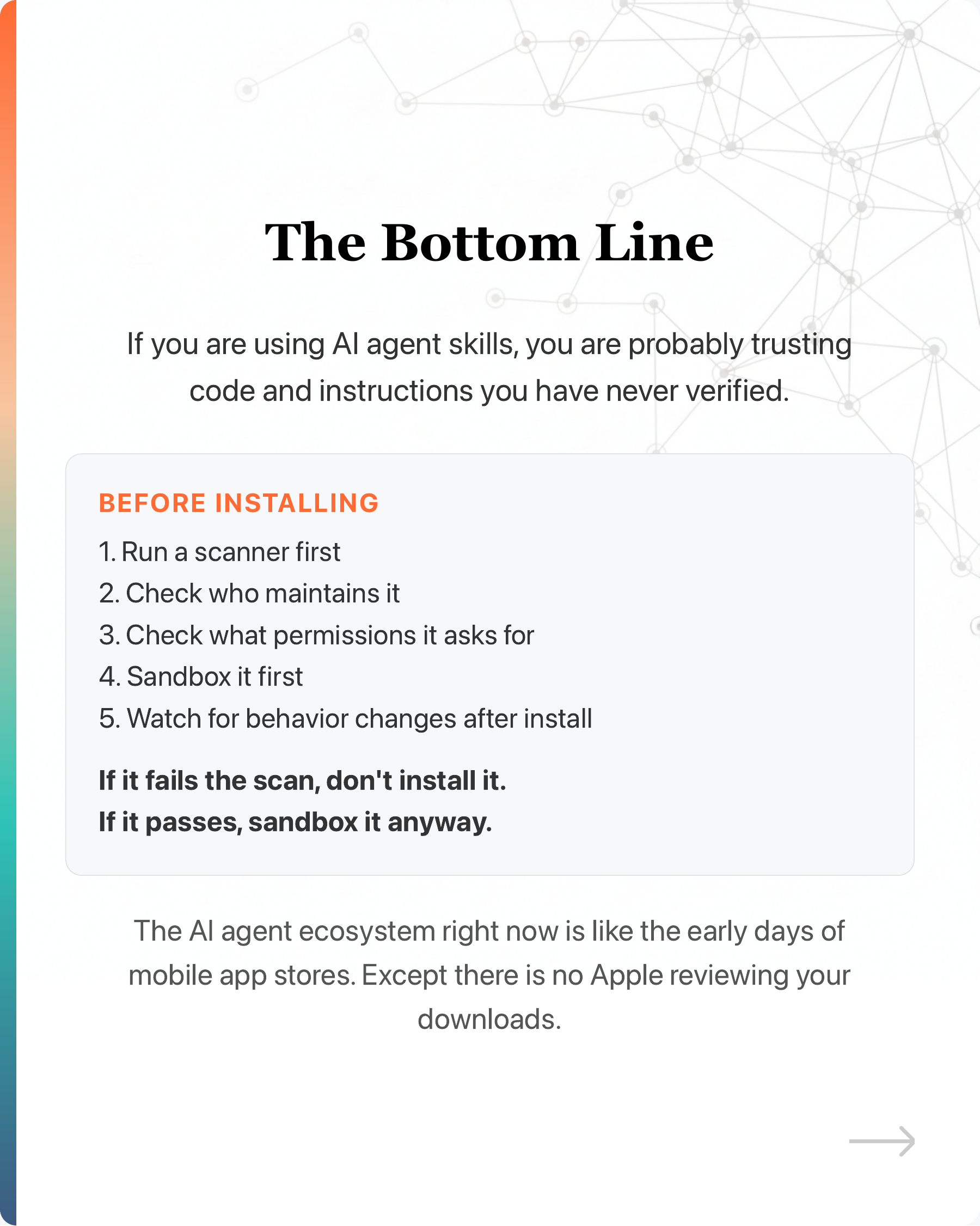 "How do I know if an AI agent skill is safe or malicious?", slide 11