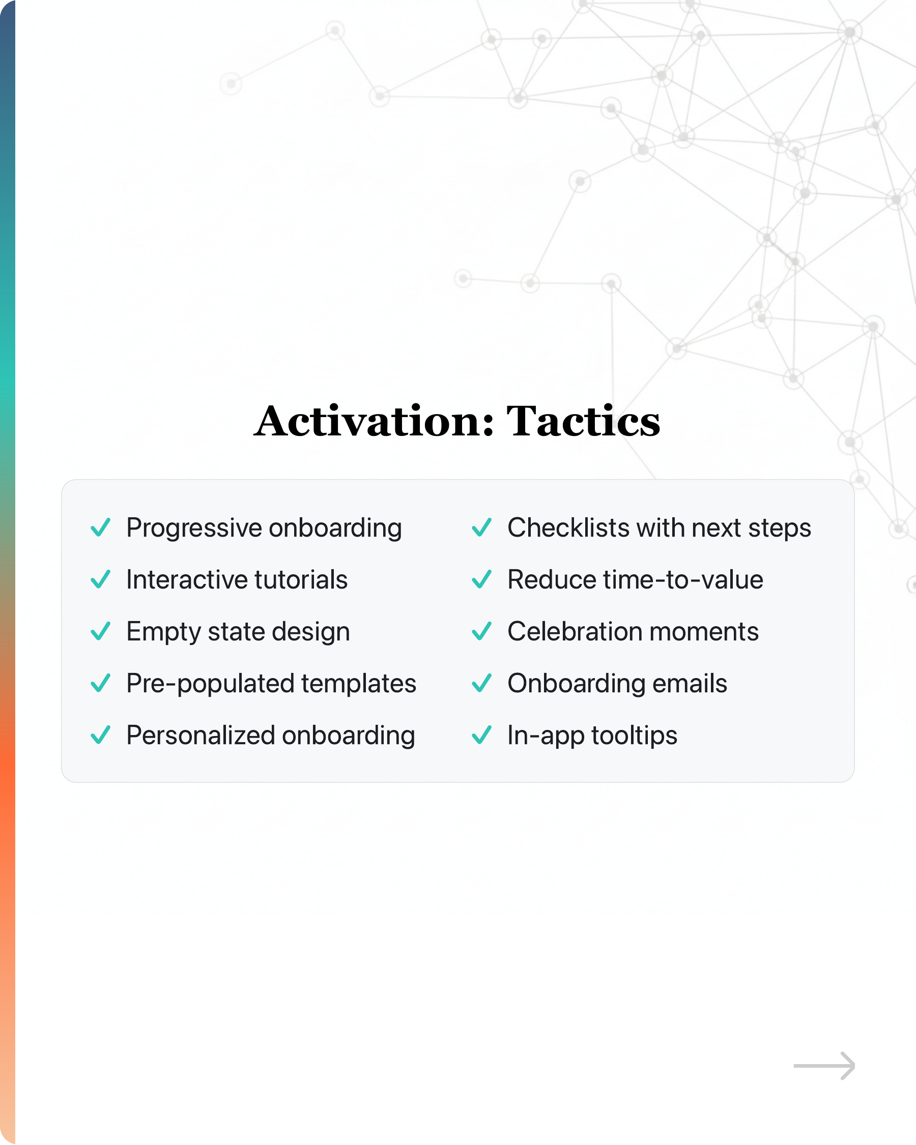 Most startups' growth stalls because they pour users into a leaky bucket., slide 15