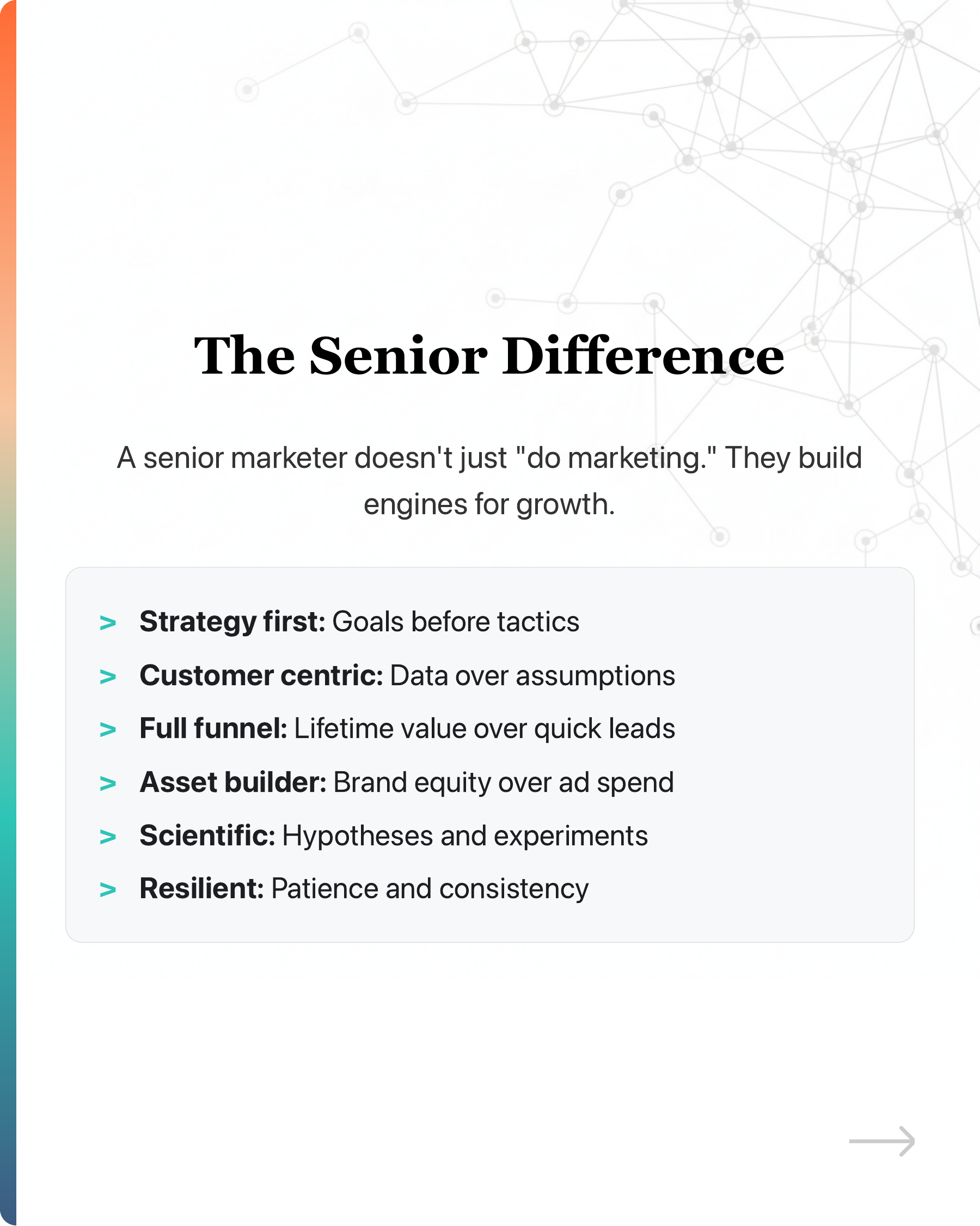 Founders, if your marketers make these 12 mistakes, you should consider hiring another senior., slide 27