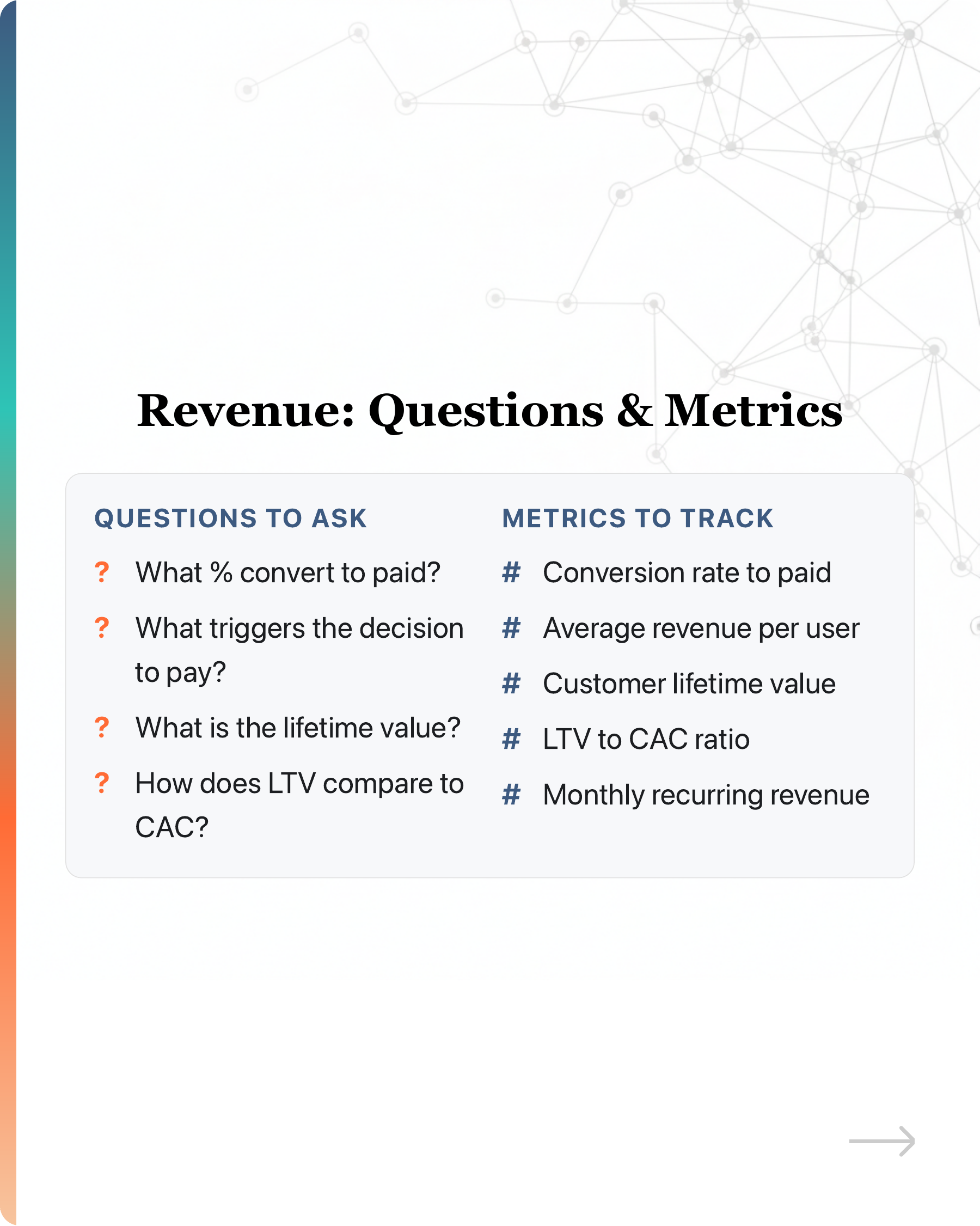 Most startups' growth stalls because they pour users into a leaky bucket., slide 28