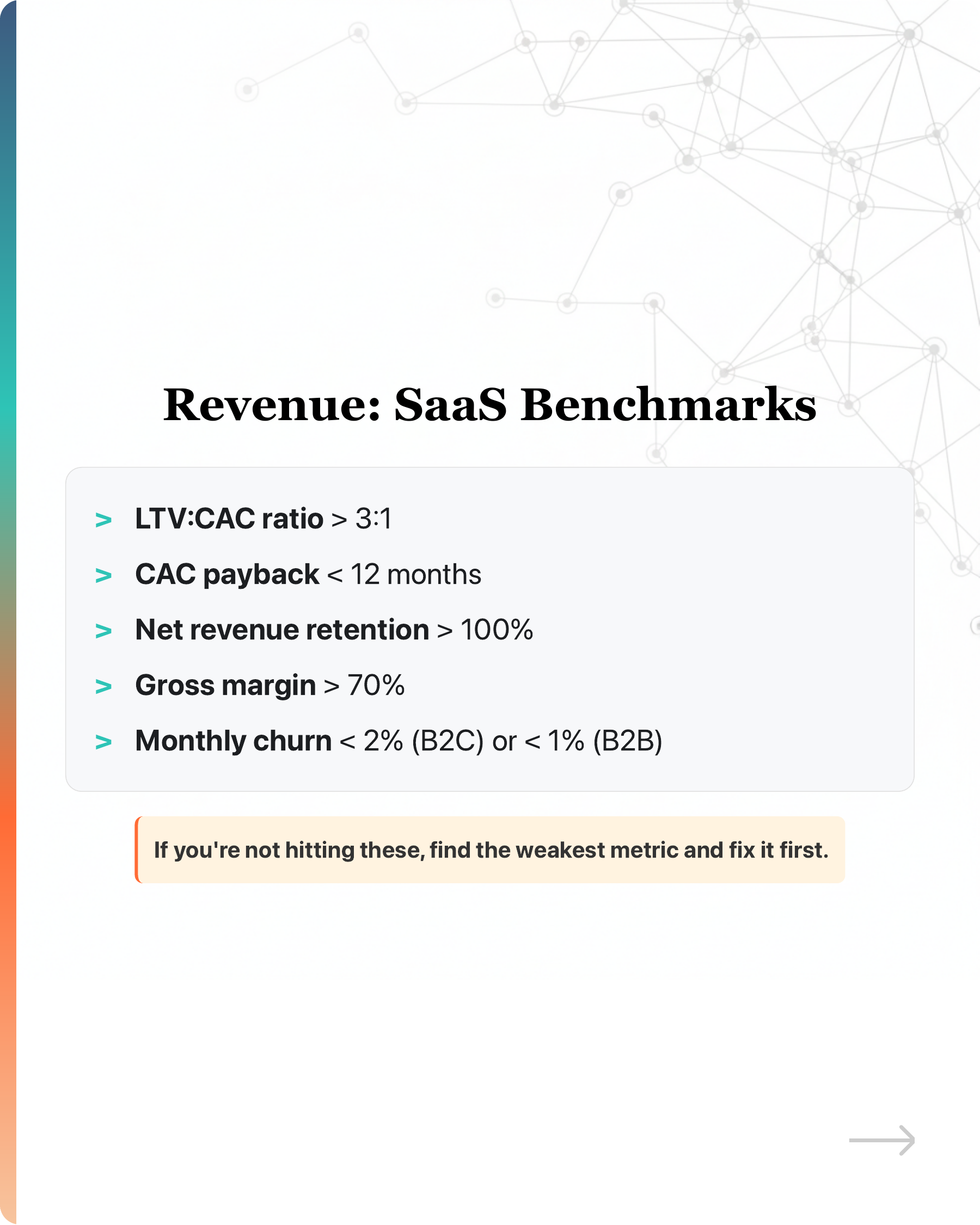 Most startups' growth stalls because they pour users into a leaky bucket., slide 30