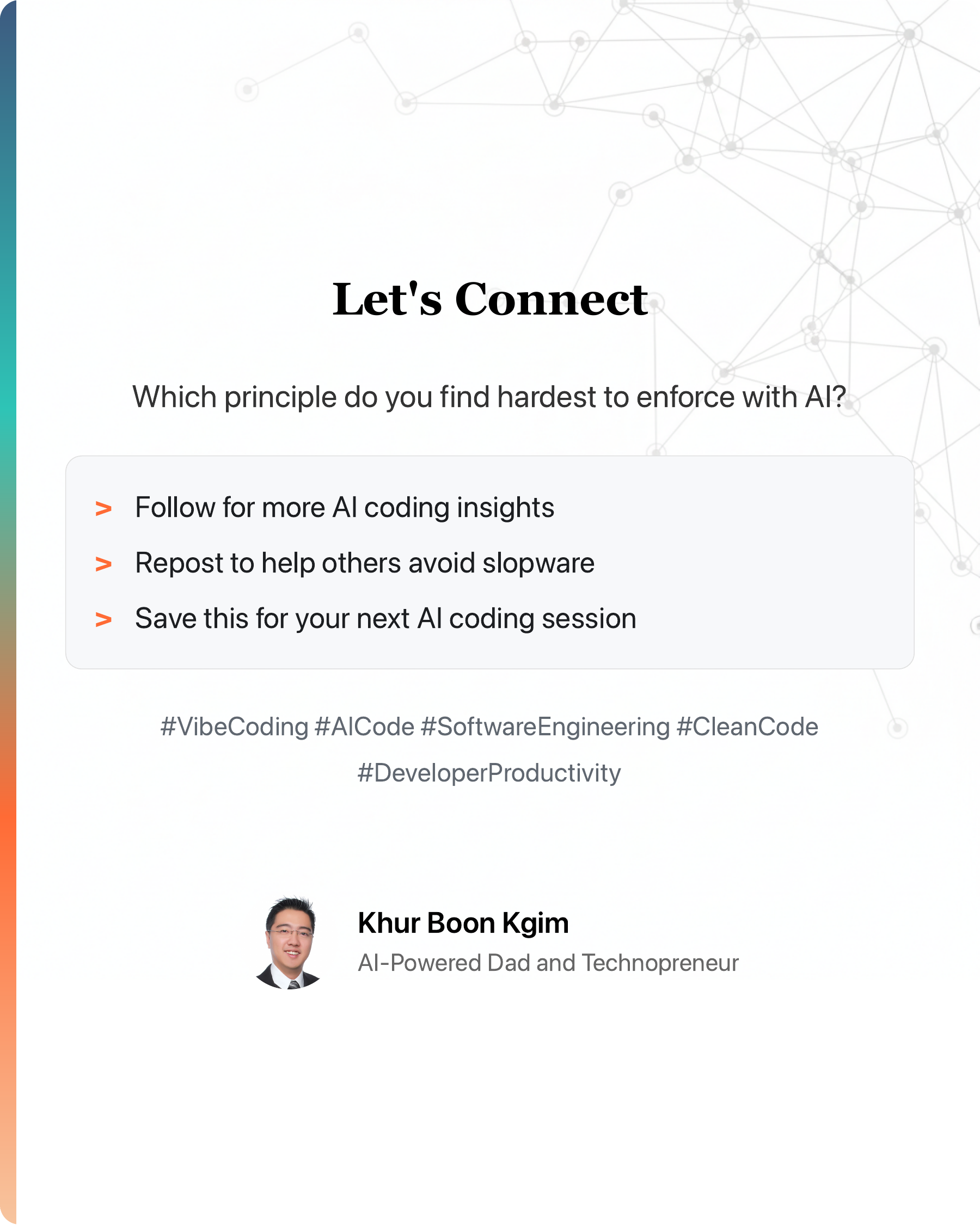 No, vibe coding does not create tech debt., slide 43